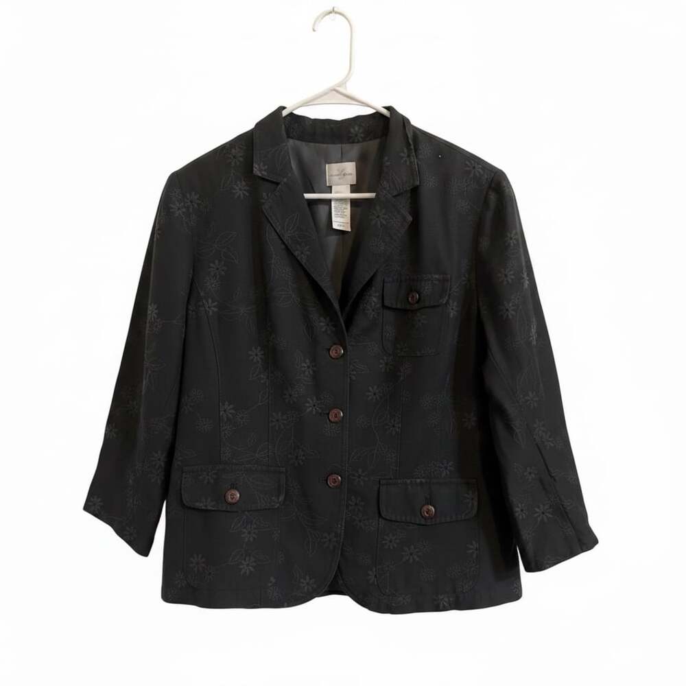 Emma James Floral Embroidered Linen Blend Blazer Jacket Size 12